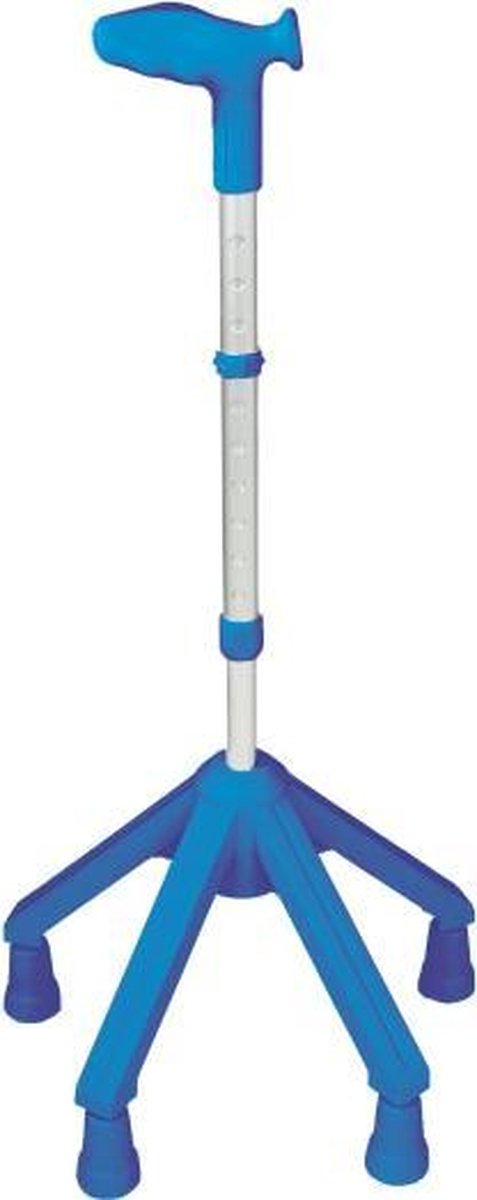 Rebotec Vierpoot Wandelstok Links Blauw