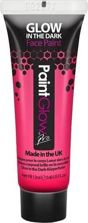 Neon roze Glow in the Dark schmink/make-up tube 12 ml - Lichtgevende schmink/make-up roze thema