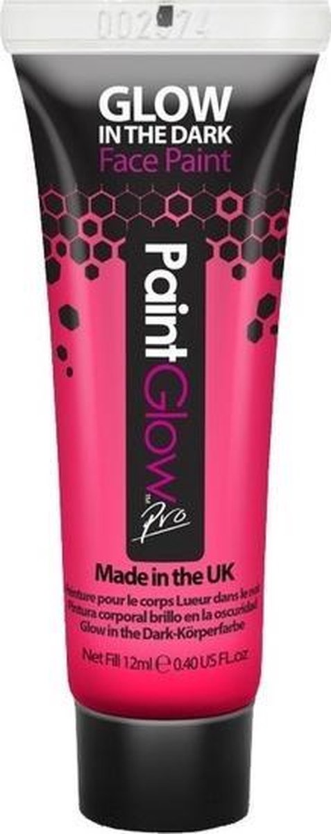 Neon roze Glow in the Dark schmink/make-up tube 12 ml - Lichtgevende schmink/make-up roze thema