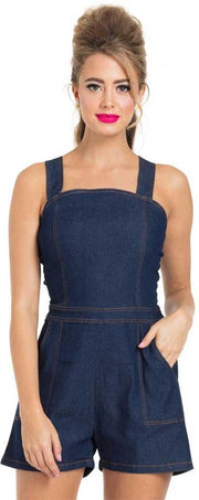 Voodoo Vixen Playsuit -XL- Jenni denim Spijkerstof Blauw