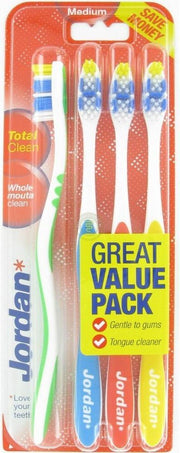 Jordan - Total Clean Tandenborstels Medium - 4 stuks