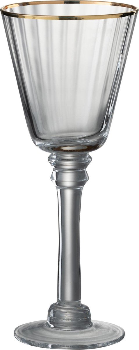 J-Line Drinkglas Witte Wijn Rand Glas Transparant/Goud