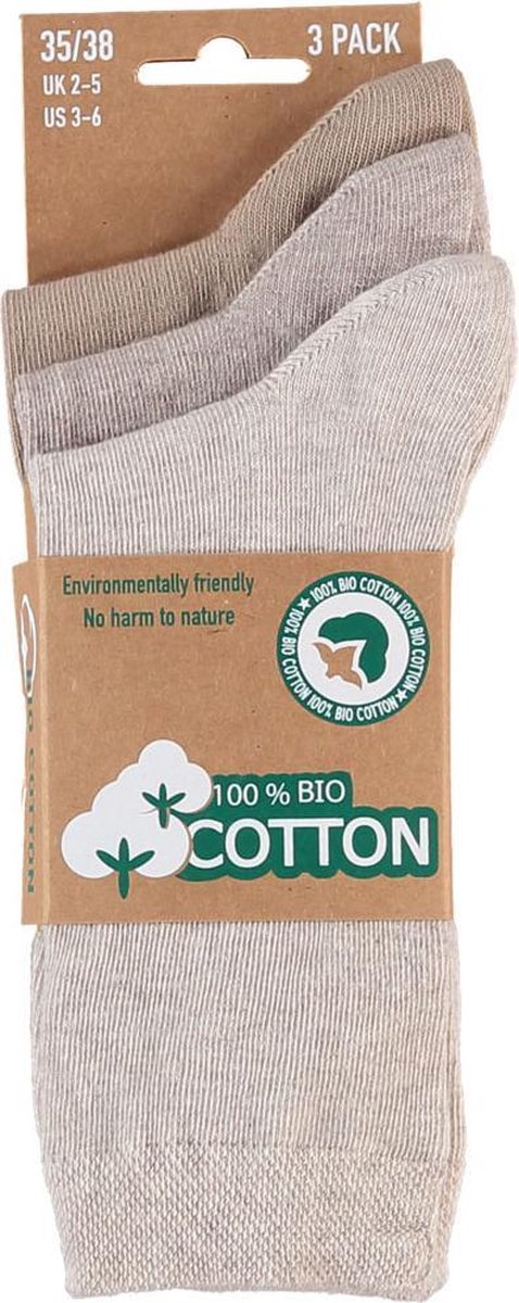 Sokken dames van biologisch katoen - 3 paar - Multi beige - Sokken Dames - Maat 35/38