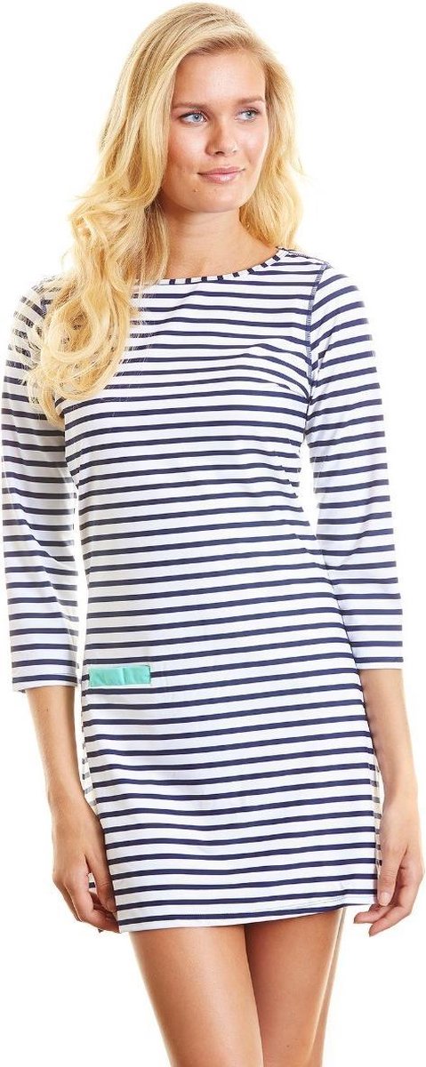 Cabana Life UV Jurk Dames Gestreept - Donkerblauw - Maat 44 (XL)