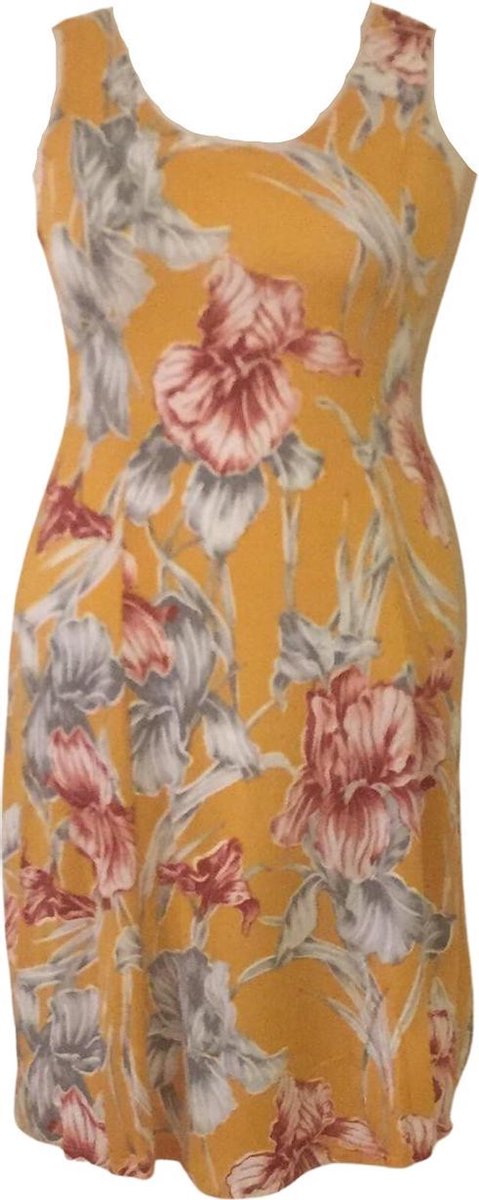 Hoogwaardige Viscose Dames Jurk / Zomerjurk / Dress | Hoogwaardige Kwaliteit| Rozen print | Geel - XXL/XXXL