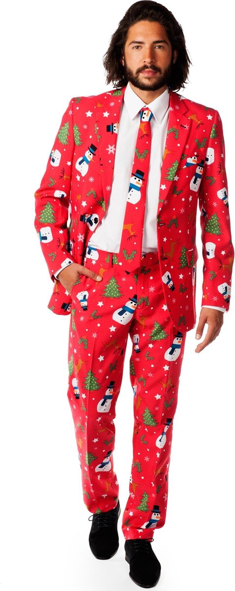OppoSuits Christmaster - Mannen Kostuum - Rood - Kerst - Maat 52