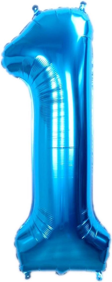 Ballon Cijfer 1 Jaar Blauw 68 Centimeter Folieballon Met Rietje