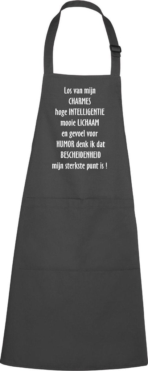 mijncadeautje - luxe keukenschort - Bescheidenheid - chique grijs