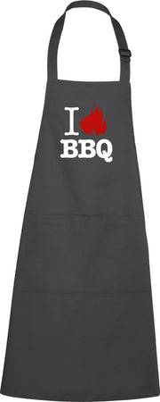 mijncadeautje - luxe keukenschort - I love BBQ - chique grijs