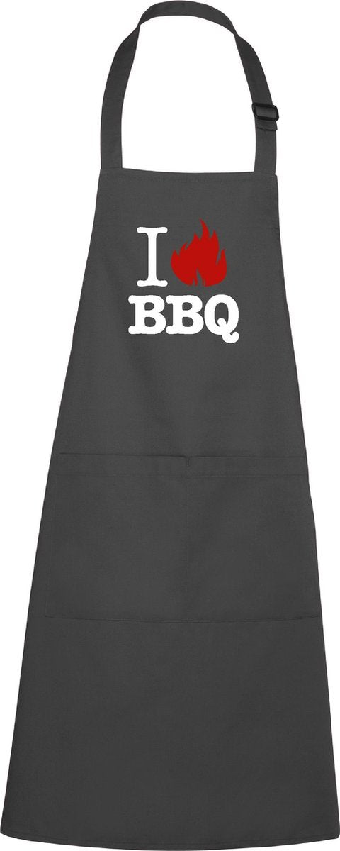 mijncadeautje - luxe keukenschort - I love BBQ - chique grijs
