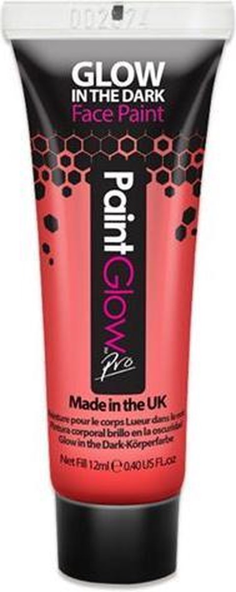 Paintglow schmink glow in the dark rood 12 ml