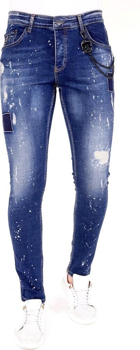 Local Fanatic Exclusieve Heren Jeans met Verfspetters - 1026 - Blauw - Maten: 29
