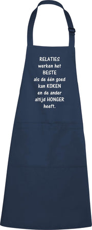 Keukenschort - BBQ schort - Relaties werken het beste als…  - navy/blauw