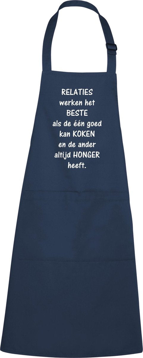 Keukenschort - BBQ schort - Relaties werken het beste als…  - navy/blauw