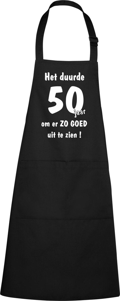 Mijncadeautje - Luxe Schort  - Het duurde 50 jaar om er zo goed uit te zien - zwart