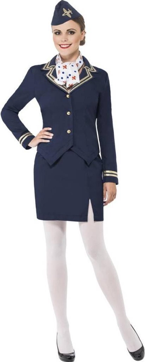Airways Attendant Stewardess kostuum donkerblauw maat L (44/46)