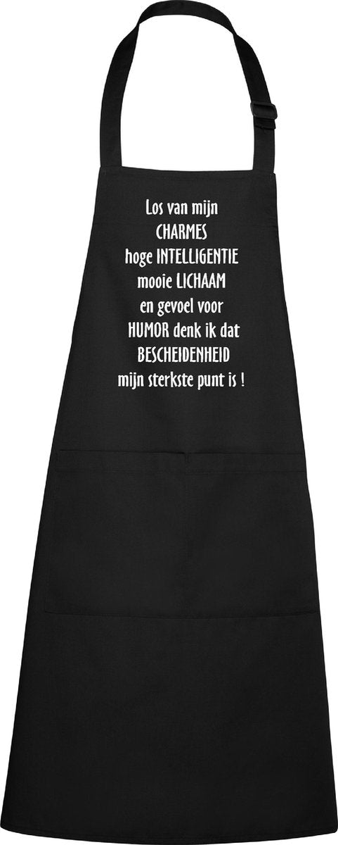 mijncadeautje - luxe keukenschort - Bescheidenheid - zwart