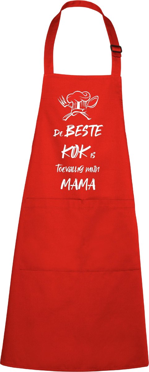 mijncadeautje - luxe schort - De beste kok is toevallig mijn MAMA - rood