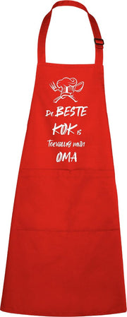 mijncadeautje - luxe schort - De beste kok is toevallig mijn OMA - rood