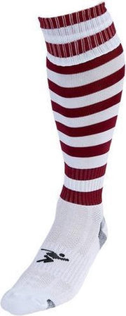 Precision Voetbalsokken Hooped Unisex Nylon Wit/donkerrood Maat 40-44