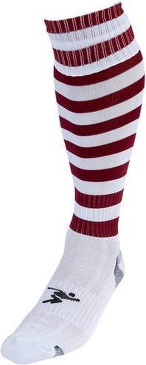 Precision Voetbalsokken Hooped Unisex Nylon Wit/donkerrood Maat 40-44