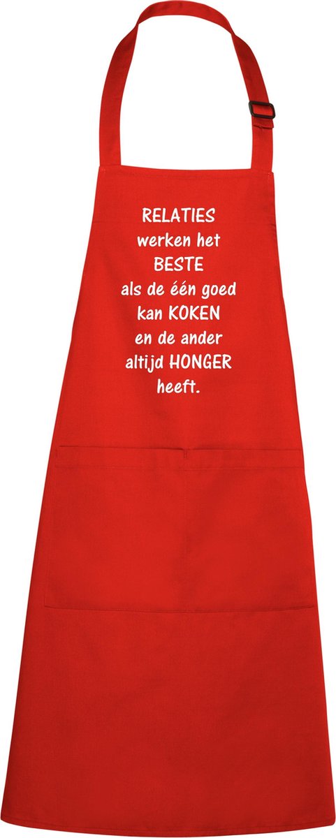 Keukenschort - BBQ schort - Relaties werken het beste als…  - rood