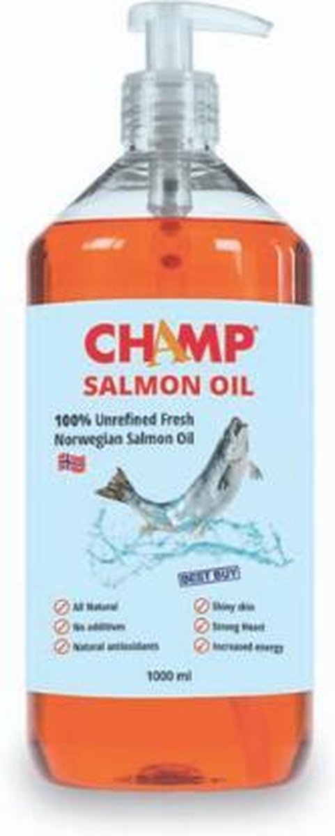 Champ Zalm Oil - 100% Ongeraffineerde verse Noorse zalmolie - 1000ML