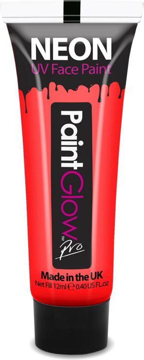 Paintglow - Face & body paint - Neon rood - 10ml