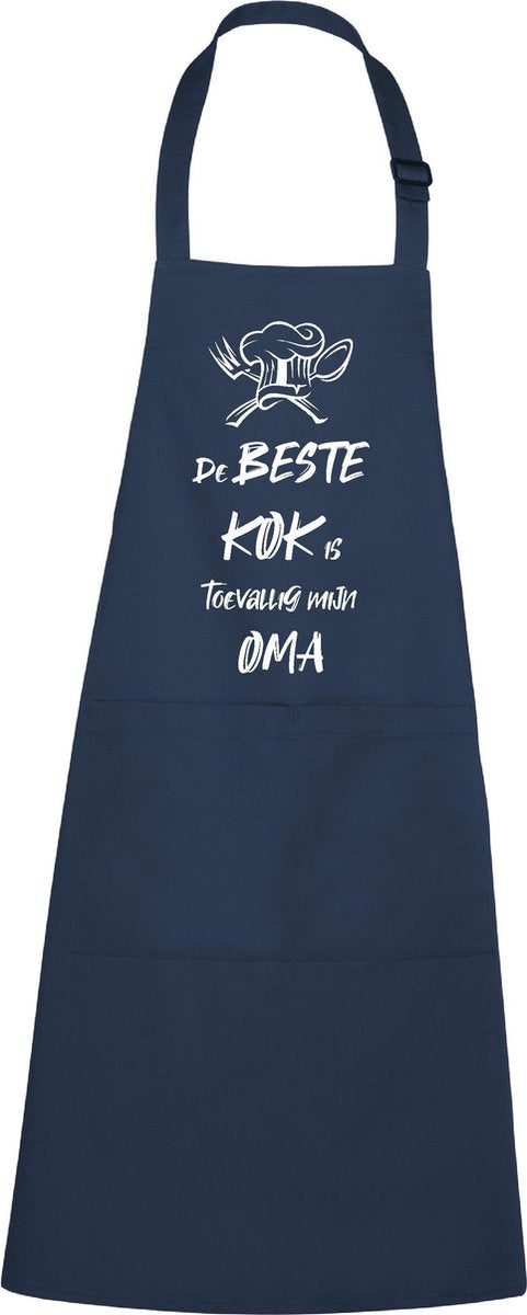 mijncadeautje - luxe schort - De beste kok is toevallig mijn OMA - blauw