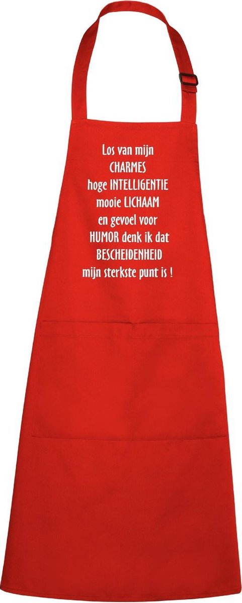 mijncadeautje - luxe keukenschort - Bescheidenheid - rood