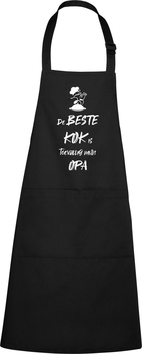 Mijncadeautje Schort De beste kok is toevallig mijn OPA - Mooie - grappige - leuke Keukenschort - Zwart