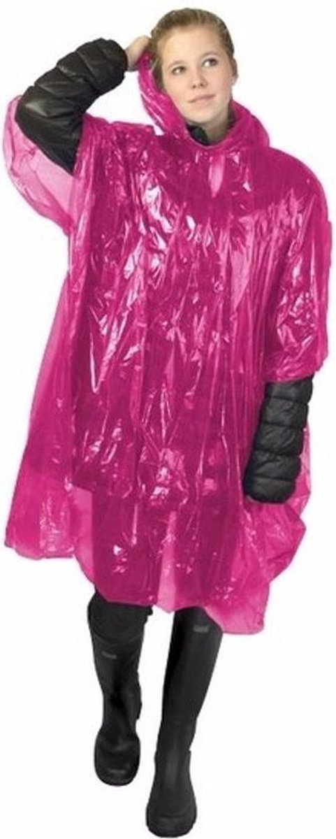 3x wegwerp regenponcho paars - poncho