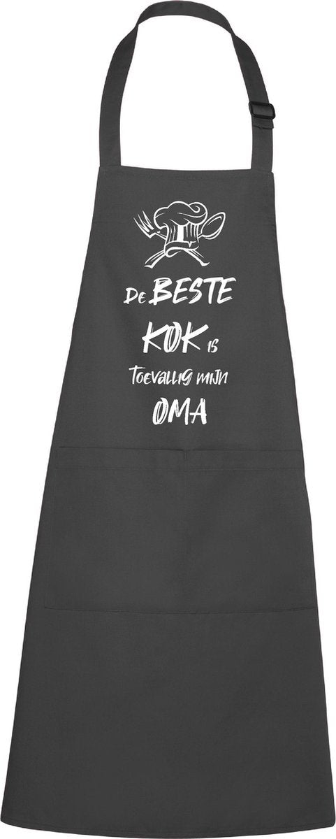 mijncadeautje - luxe schort - De beste kok is toevallig mijn OMA - chique grijs