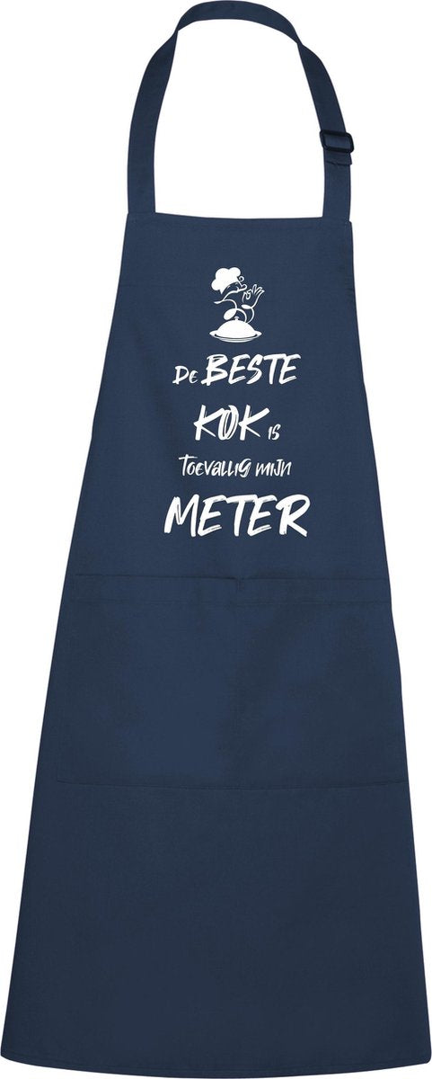 mijncadeautje - luxe schort - De beste kok is toevallig mijn METER - blauw/navy