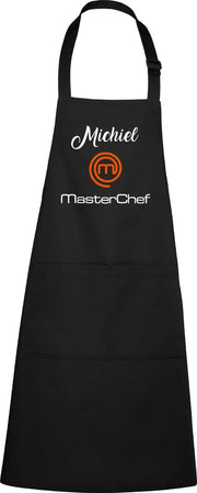 mijncadeautje - luxe keukenschort - Masterchef - met voornaam - zwart