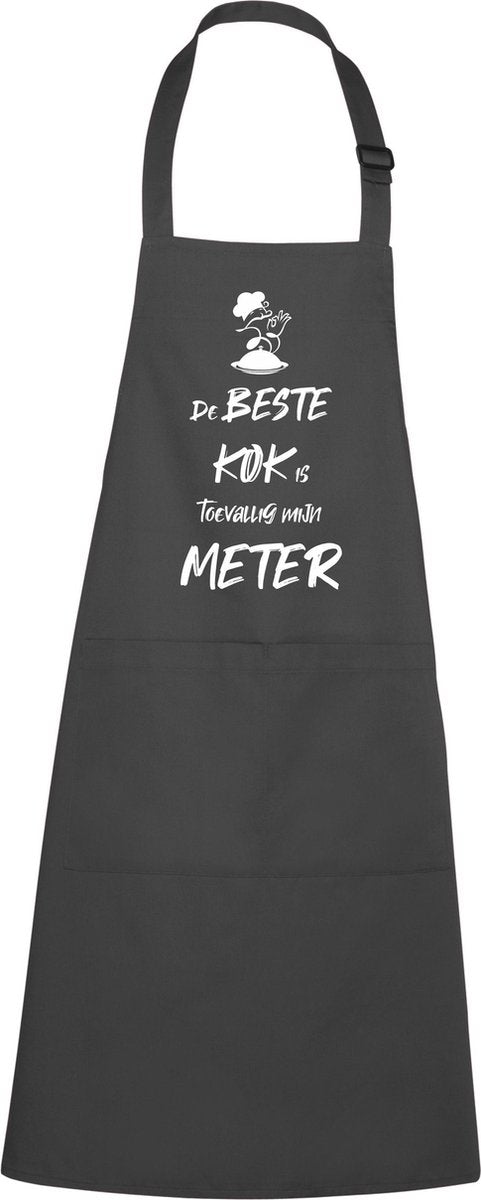 mijncadeautje - luxe schort - De beste kok is toevallig mijn METER - chique grijs
