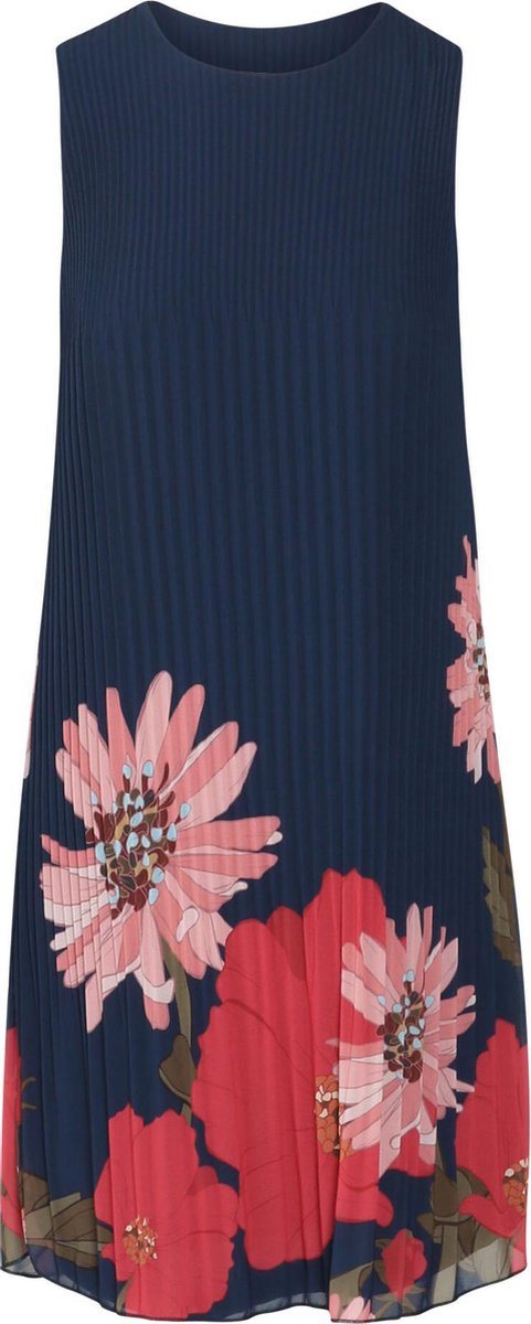 Cassis - Plisséjurk met bloemenprint - Marineblauw