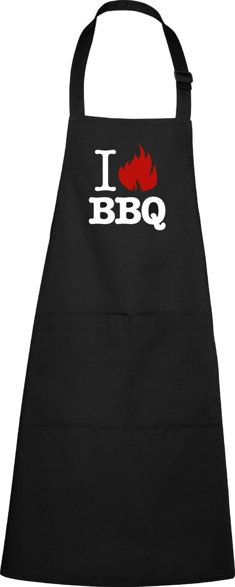 mijncadeautje - luxe keukenschort - I love BBQ - zwart