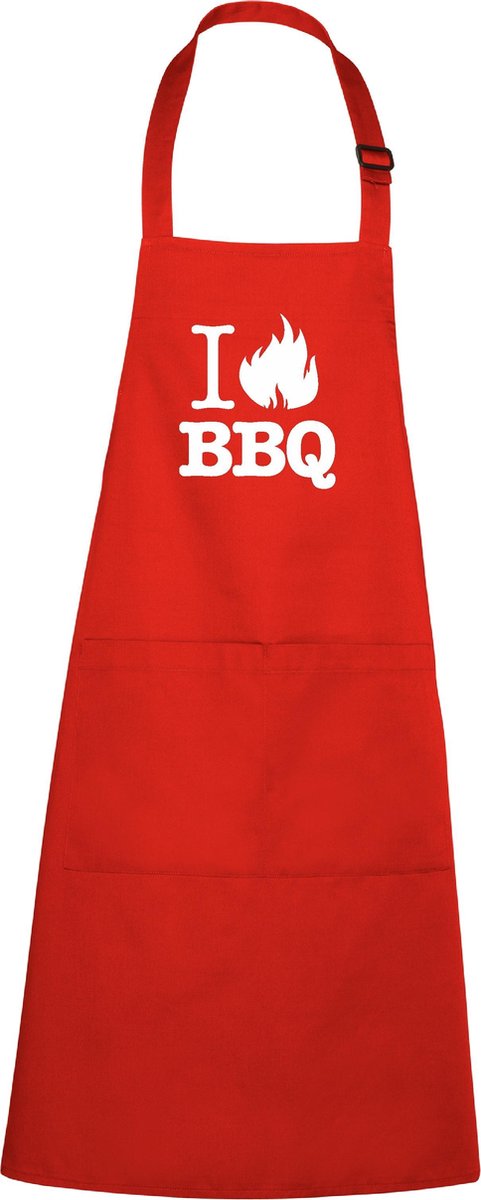 mijncadeautje - luxe keukenschort - I love BBQ - rood
