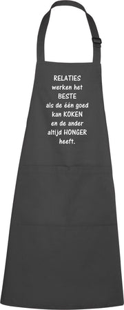 Keukenschort - BBQ schort - Relaties werken het beste als…  - chique grijs