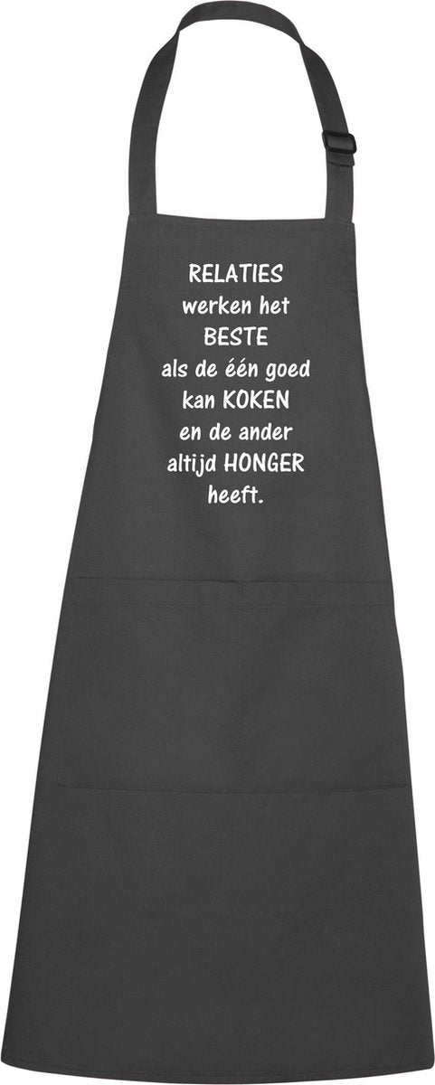 Keukenschort - BBQ schort - Relaties werken het beste als…  - chique grijs