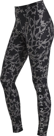 Rohnisch Flattering Printed Tights Dames Sportlegging - Dk Greige Blocked Flower - Maat XS