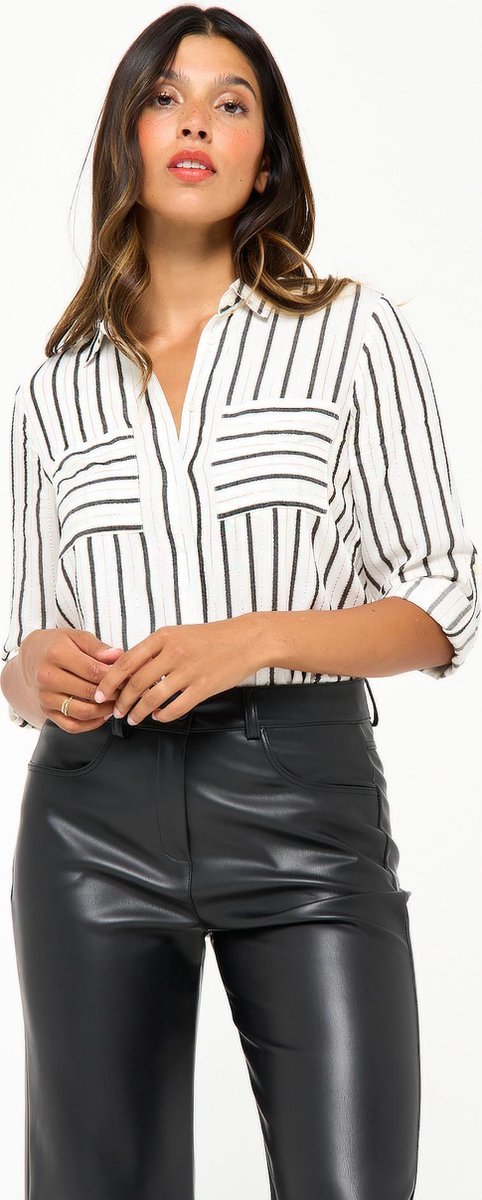 Blouse met gouden lurex en strepen - Zwart