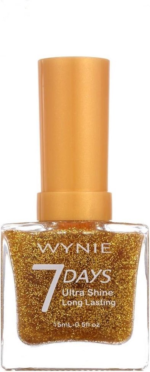 Wynie - Nagellak 7 Days Ultra Shine Long Lasting - Transparant met gouden glitters - 1 flesje met 15 ml inhoud - Nummer 704