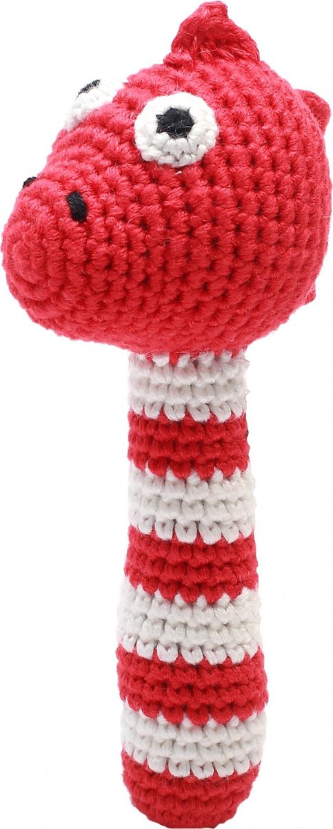 Naturezoo Rammelaar Dino Gehaakt 14 Cm Rood