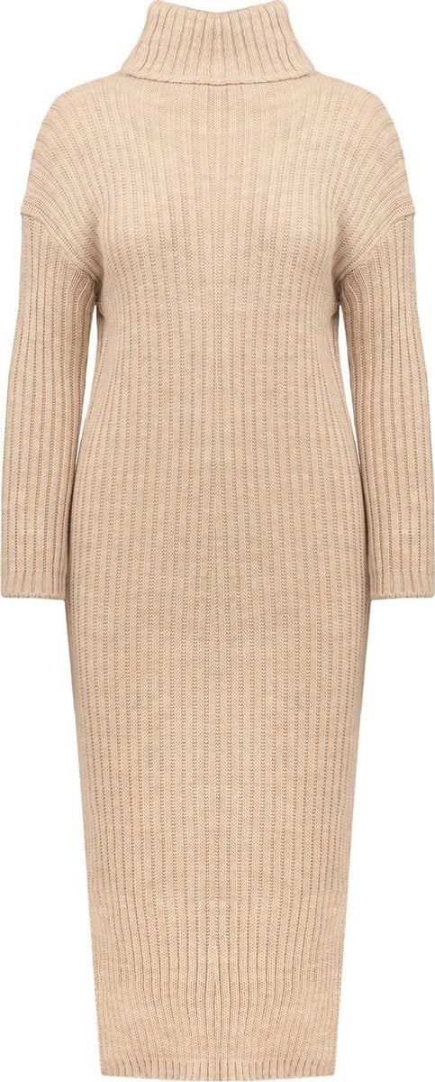 Col sweater dress beige