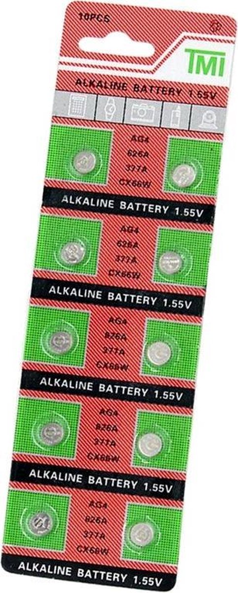 TMI - AG4 Knoopcel - Horloge Batterijen - 10 Stuks - 626A - 377A - CX66W