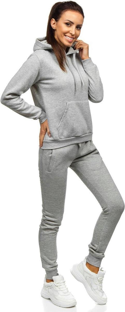 Hoogwaardige Dames Tracksuit / Joggingsoutfit / Trainingspak | 2-Delig Hoodie & Broek | Sportpak | Huispak | Grijs-Effen - M