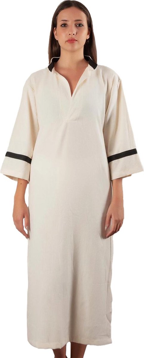 PAMBUCK SANTORINI Jurken voor Vrouwen van 100% Natuurlijk Katoen en Organische Textielverf - Anti Allergie Zomerjurken - Sneldrogende Strandjurk / Kleding Dames Volwassenen - Beige Zwart - Dames Jurk One Size