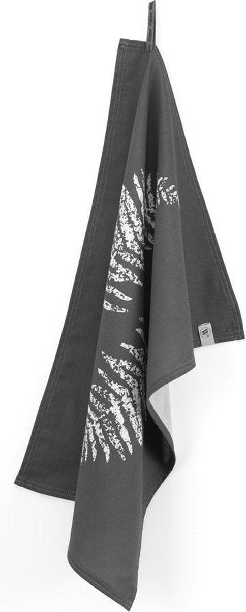 Walra Theedoek Dry with Leaves - 50x70 - 100% Katoen - Off Black